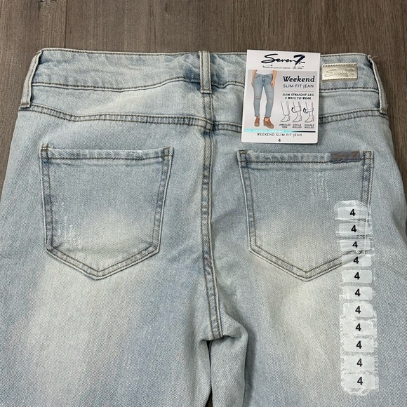 Women's Seven7 4 Small Jean Crop Destroyed Jeans Blue Stretch Rolled Hem NWT - Picture 7 of 13